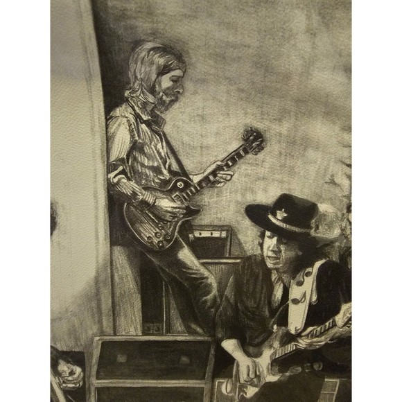 Hendrix Vaughn Allman Fantasy Jam Signed Phil Kutno Artist Lithograph Numbered - Picture 3 of 16
